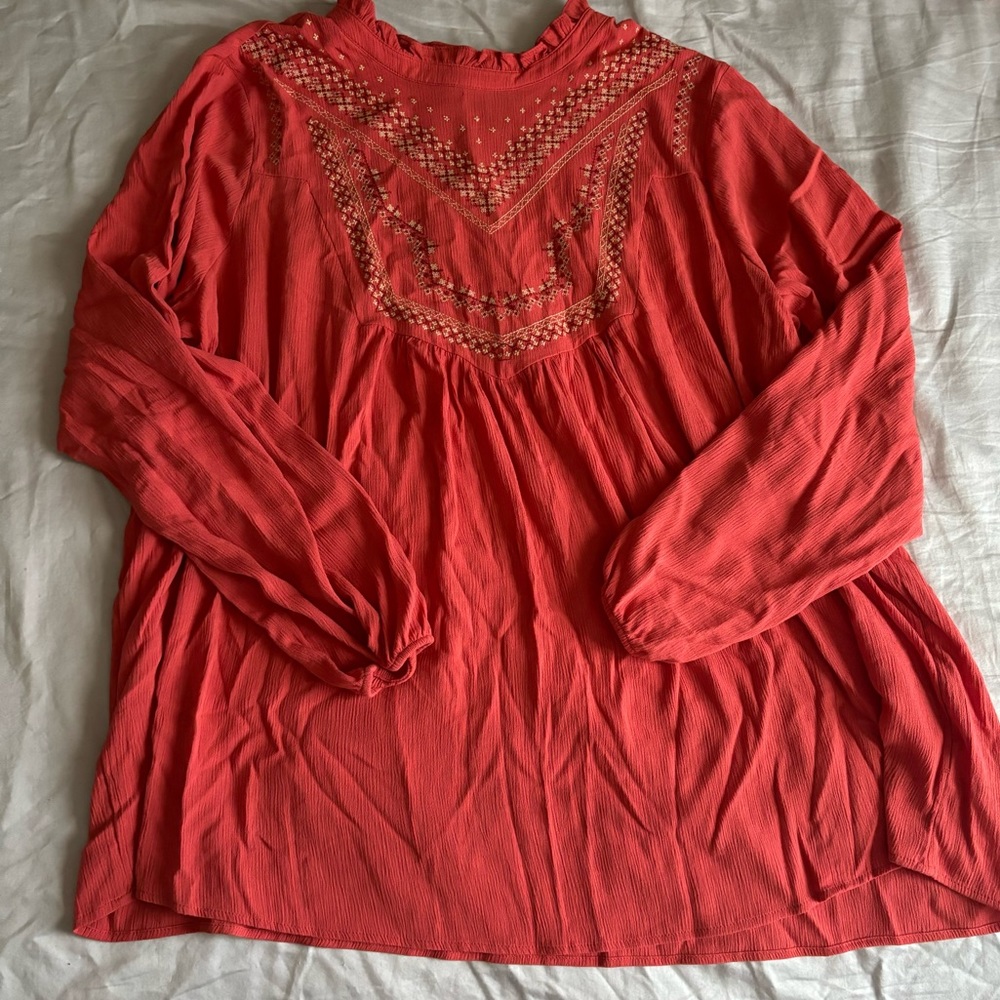 Torrid Long Sleeve Embroidered Top Size 3